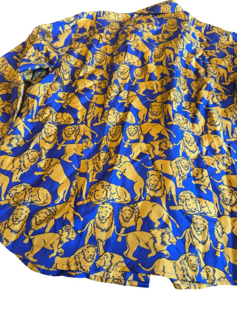 J. Crew Collection Blue Gold Lion Print Silk Shirt Blouse Size 18 Women's NWT - Picture 6 of 14